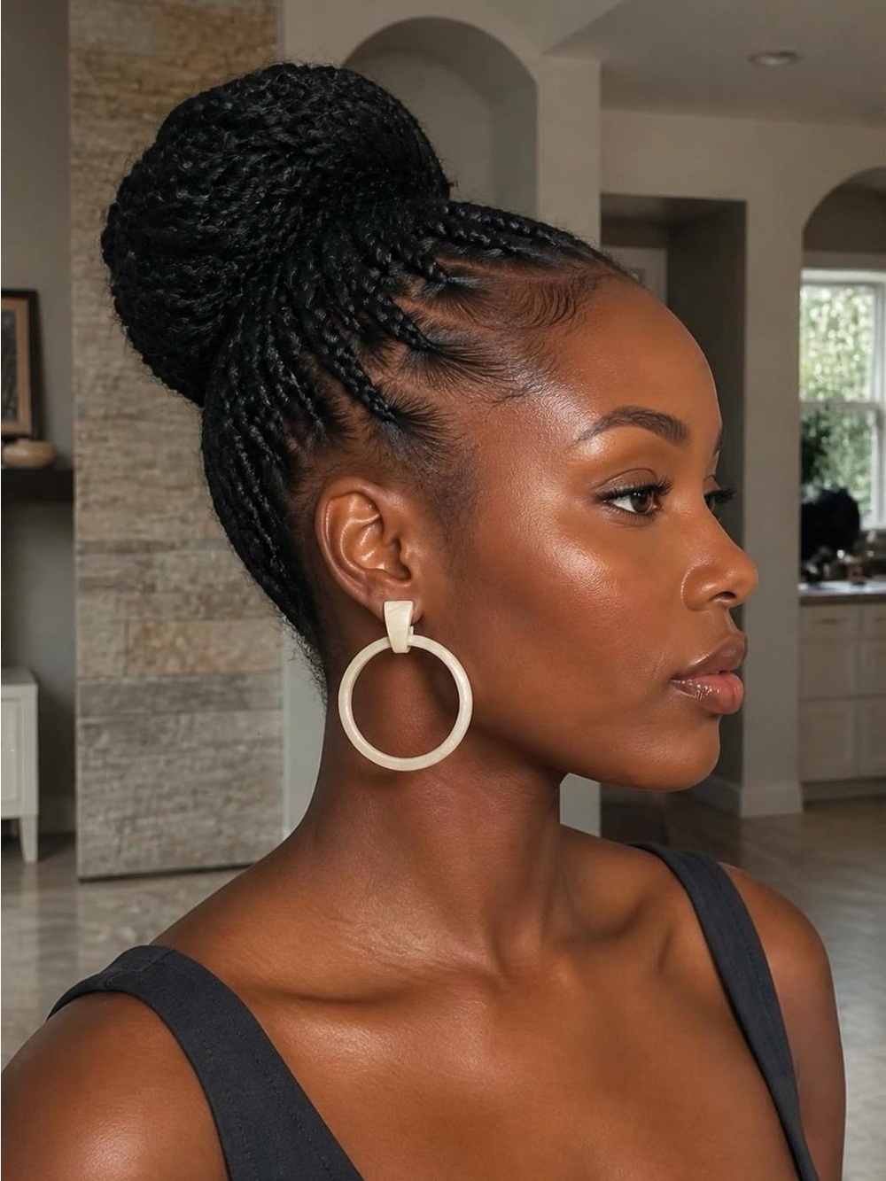 Minimalist Marble Hoop Drop Earrings - Women Accessories